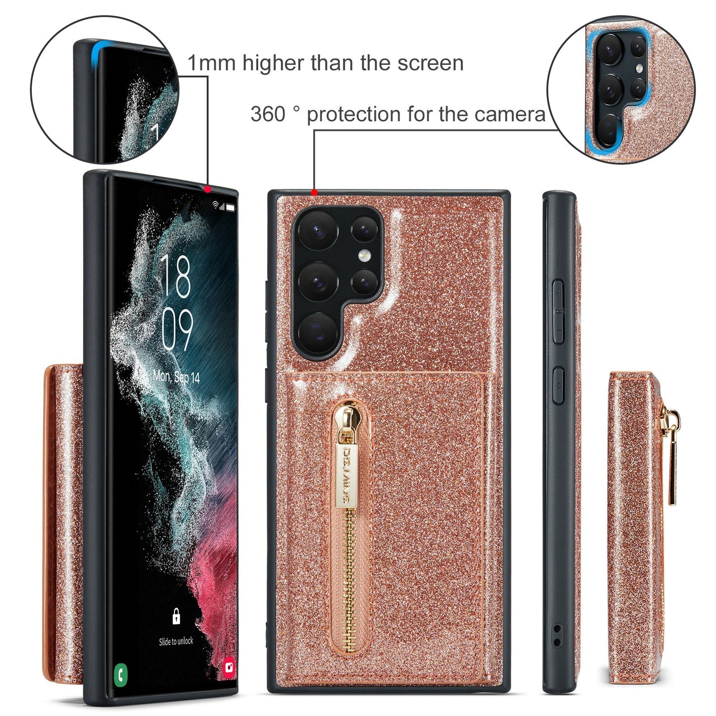 Glitter Leather Magnetic Wallet Case for Samsung Galaxy