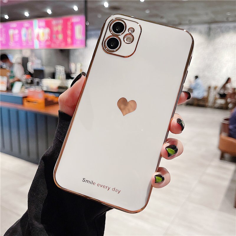 Fashion Electroplated Love Heart Phone Case For iPhone