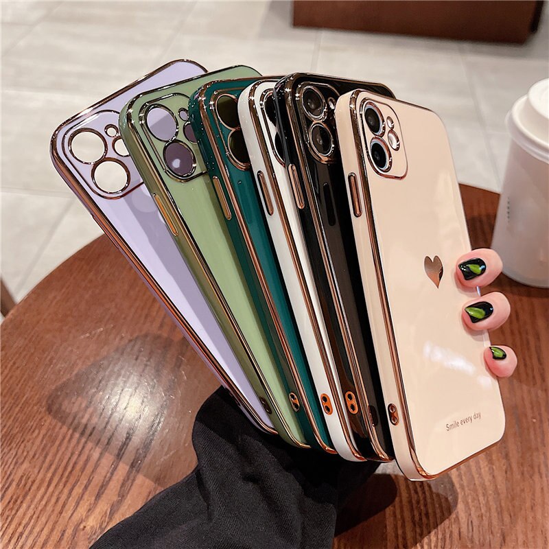 Fashion Electroplated Love Heart Phone Case For iPhone