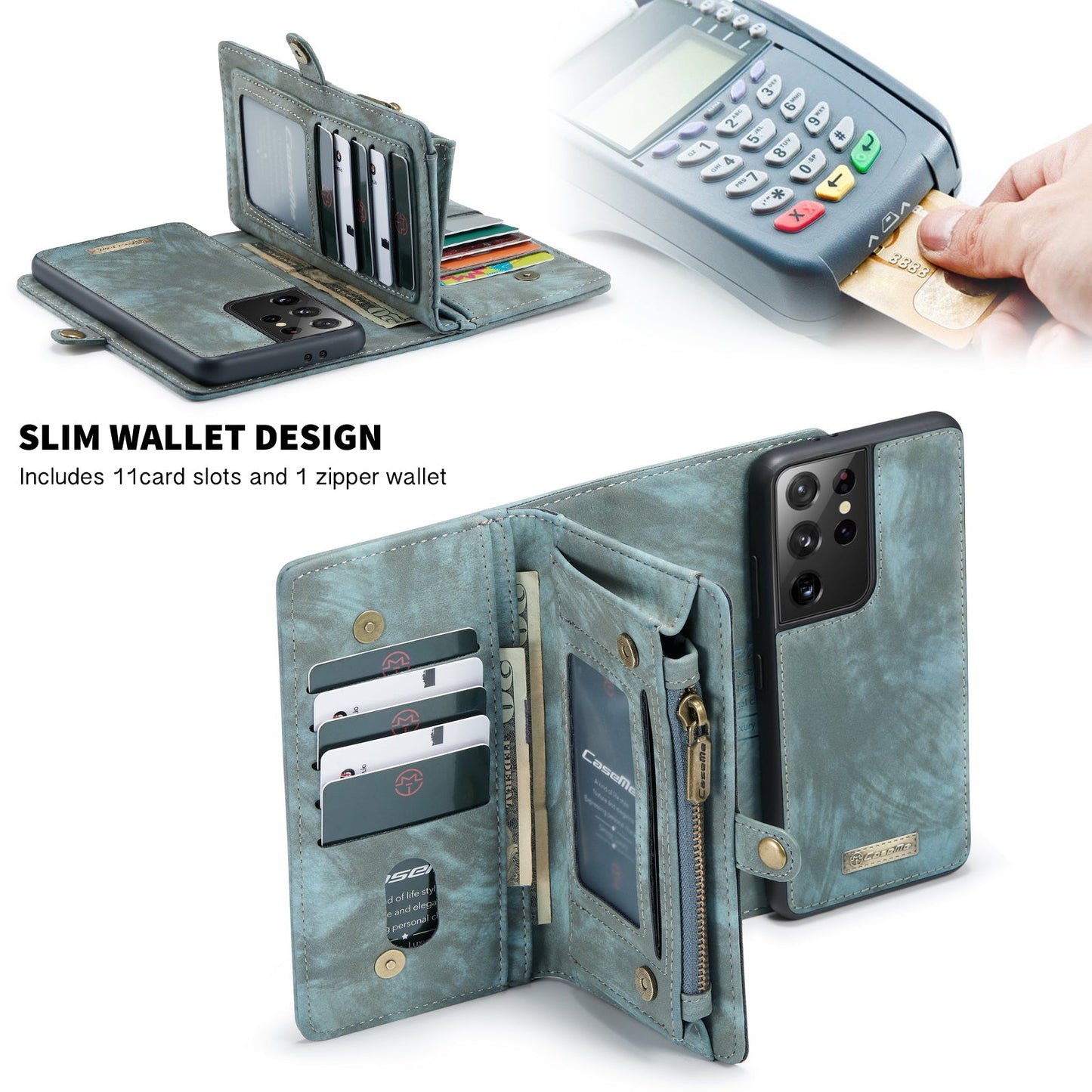 2 IN 1 Multifunction Wallet Leather Case For Samsung