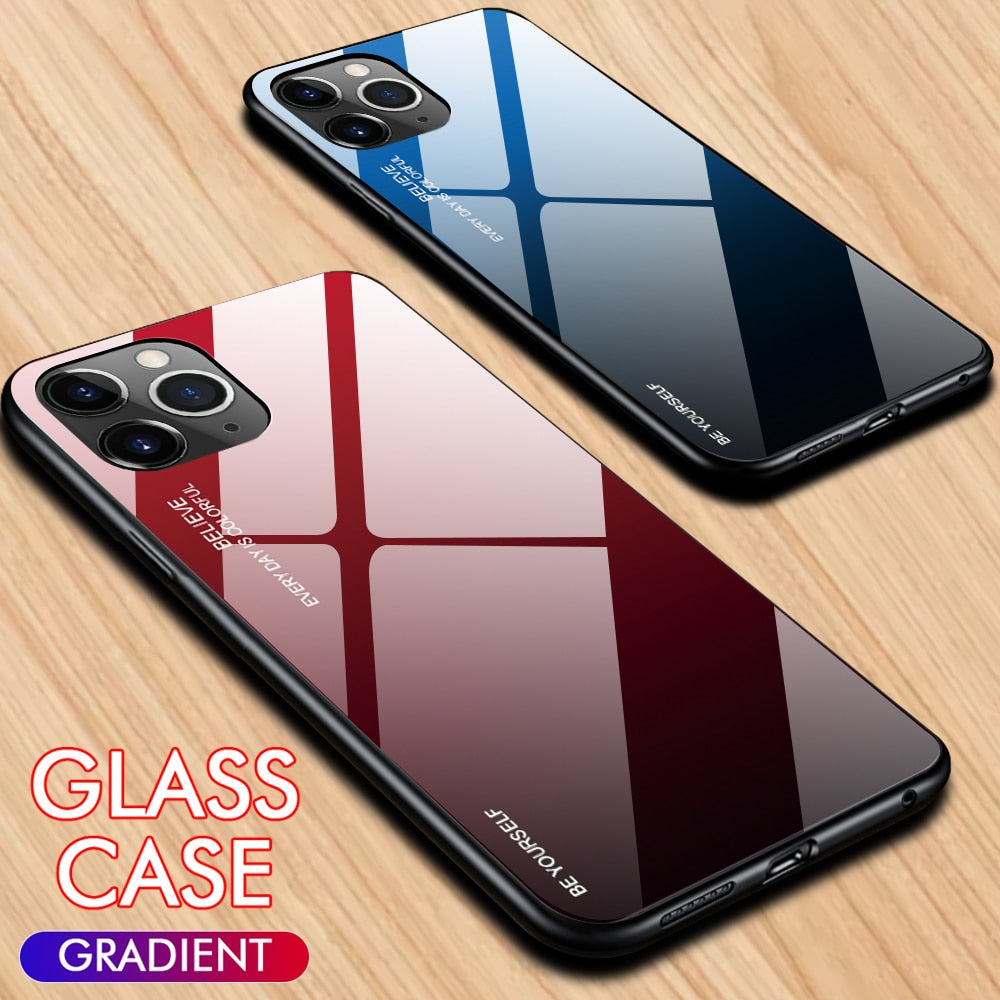 Gradient Tempered Glass Case For iPhone