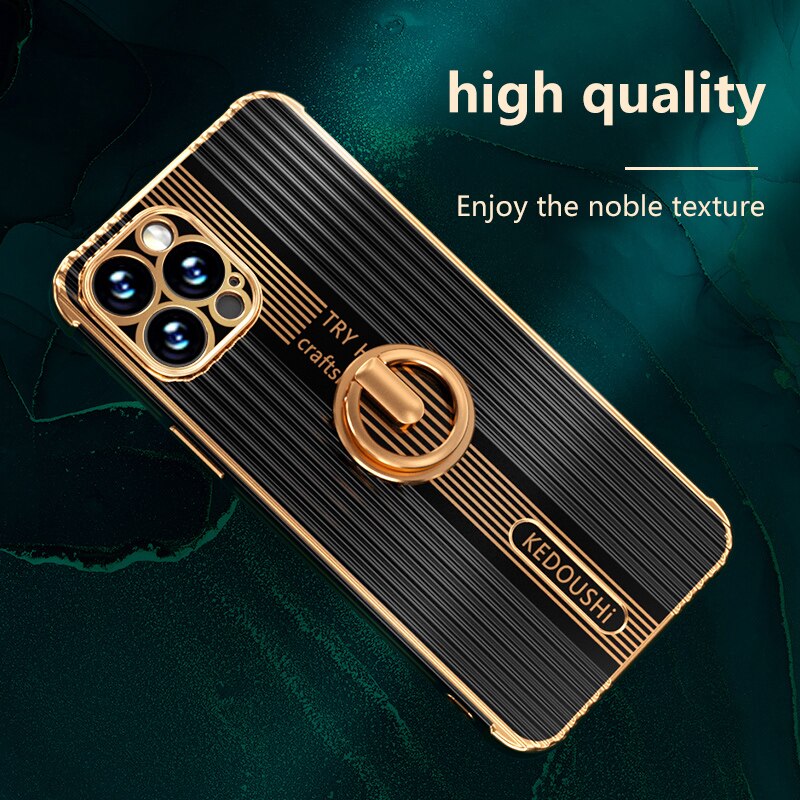 Luxury Plating Silicone Case with Ring Holder for iPhone