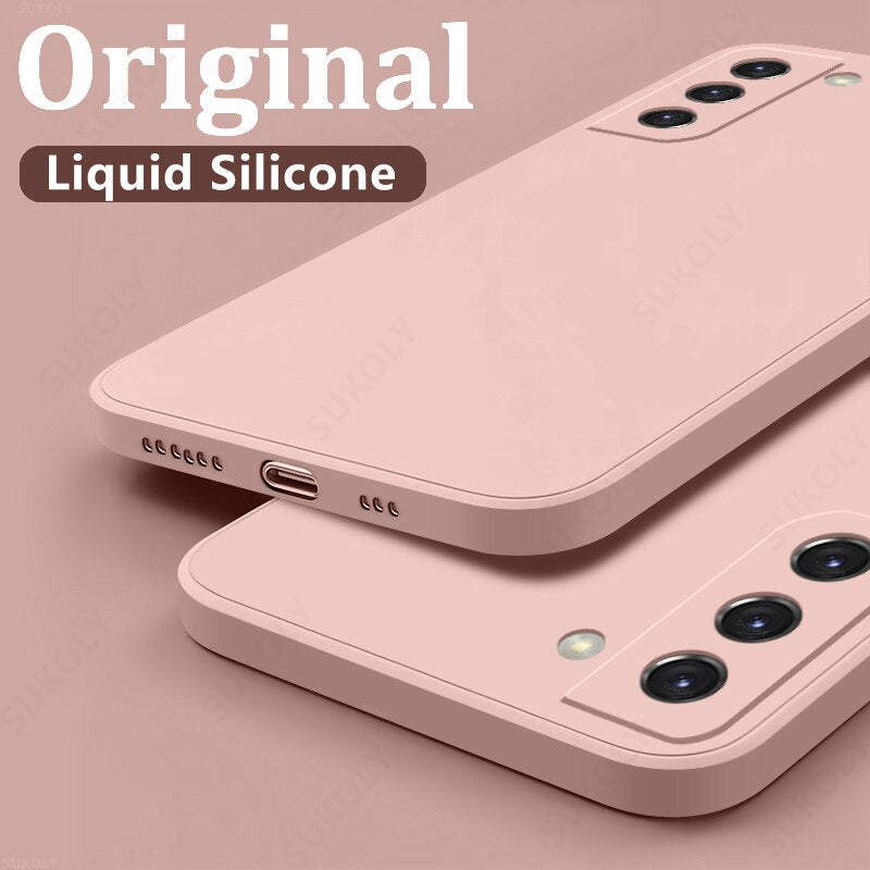 Funda de teléfono de silicona líquida cuadrada para Samsung