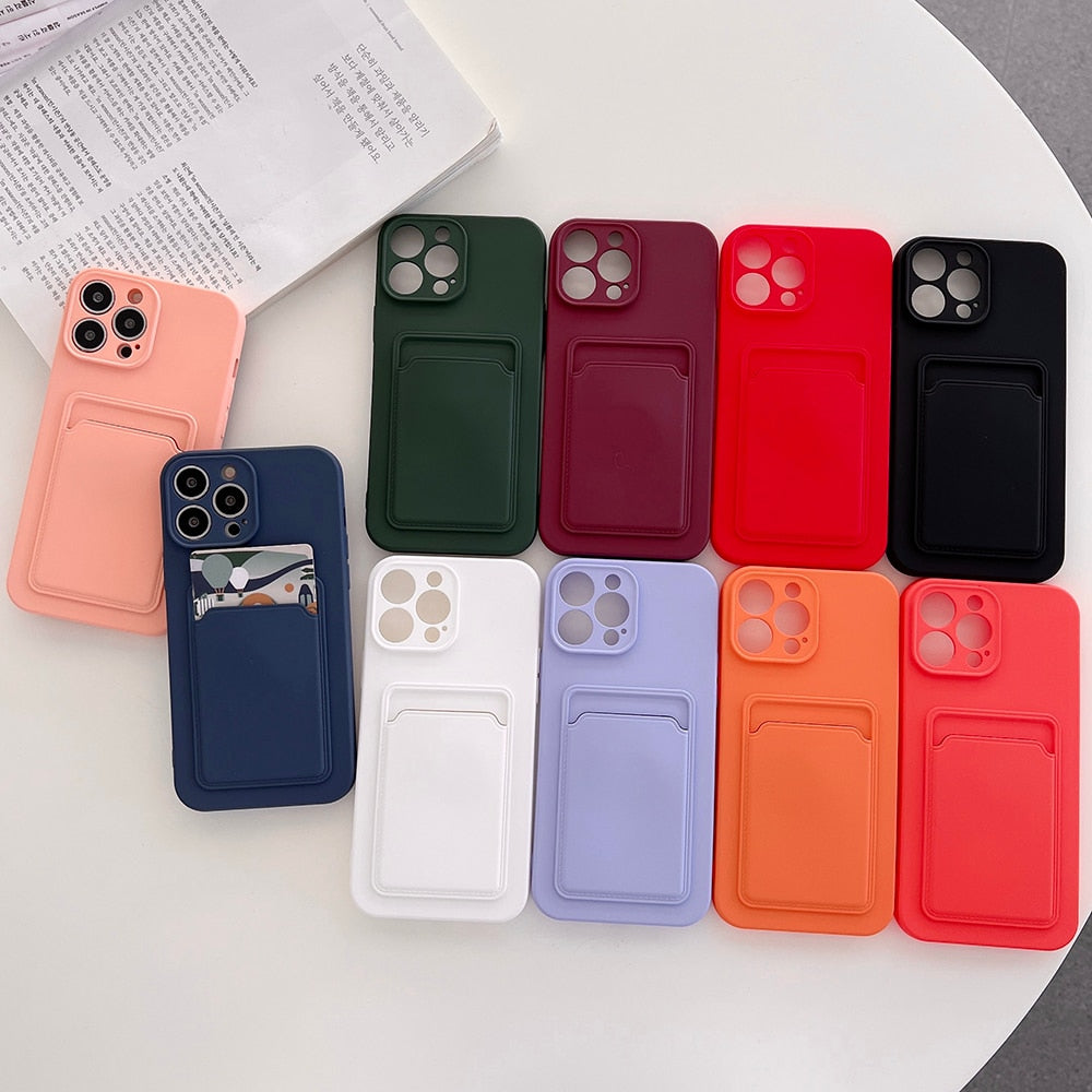 Silicone Card Bags Phone Case for iPhone