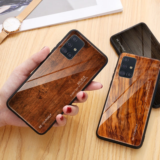 Gehäuse aus gehärtetem Glas mit Holzmaserung für Samsung