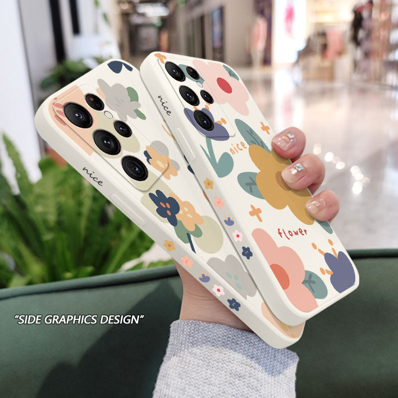 Funda de silicona con flores cálidas para Samsung Galaxy