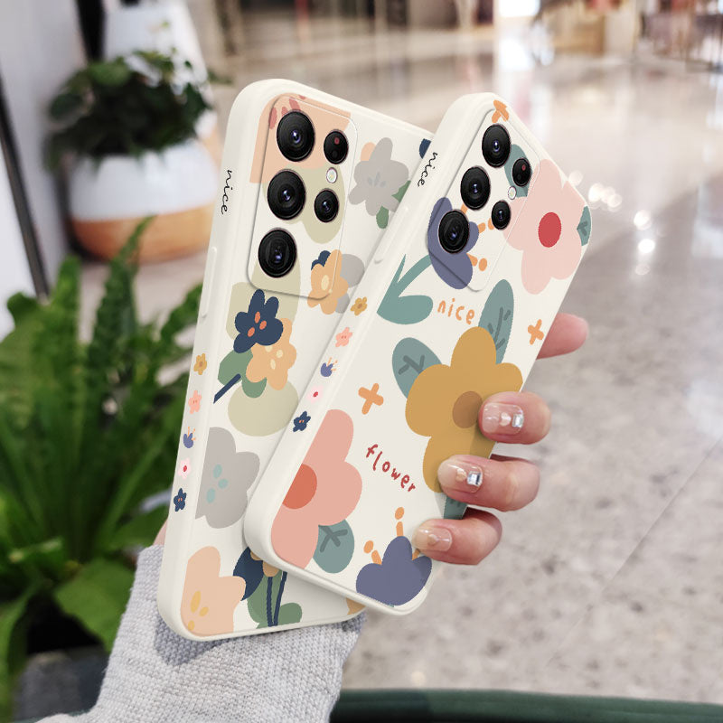 Funda de silicona con flores cálidas para Samsung Galaxy