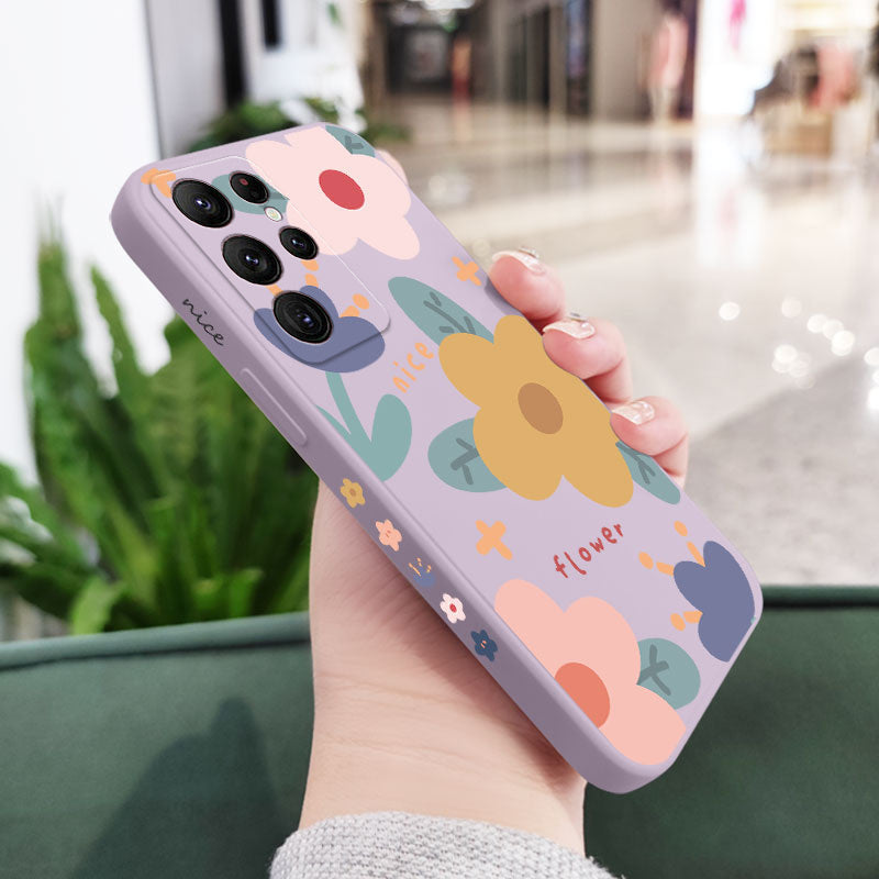 Funda de silicona con flores cálidas para Samsung Galaxy