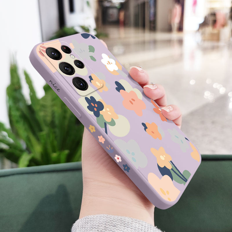 Funda de silicona con flores cálidas para Samsung Galaxy