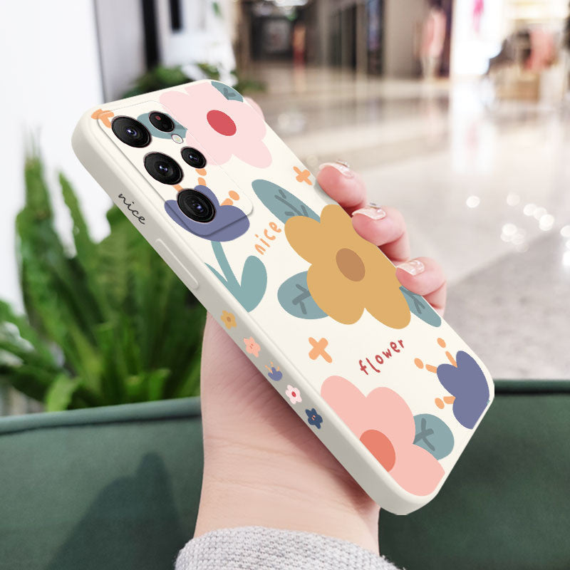 Funda de silicona con flores cálidas para Samsung Galaxy