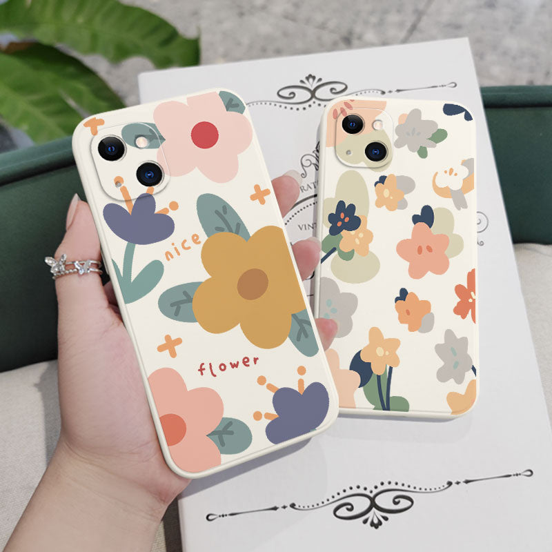 Funda de silicona con flores cálidas para iPhone