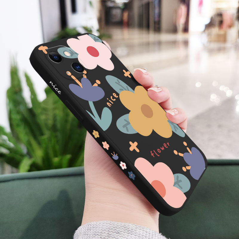 Funda de silicona con flores cálidas para iPhone