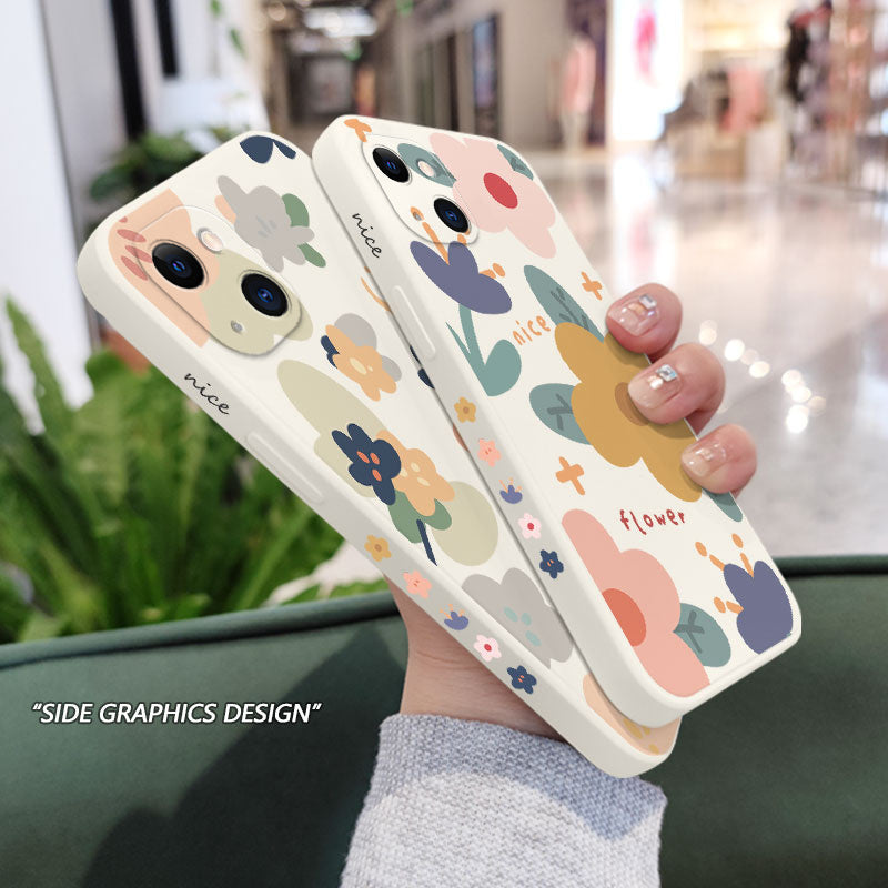 Funda de silicona con flores cálidas para iPhone