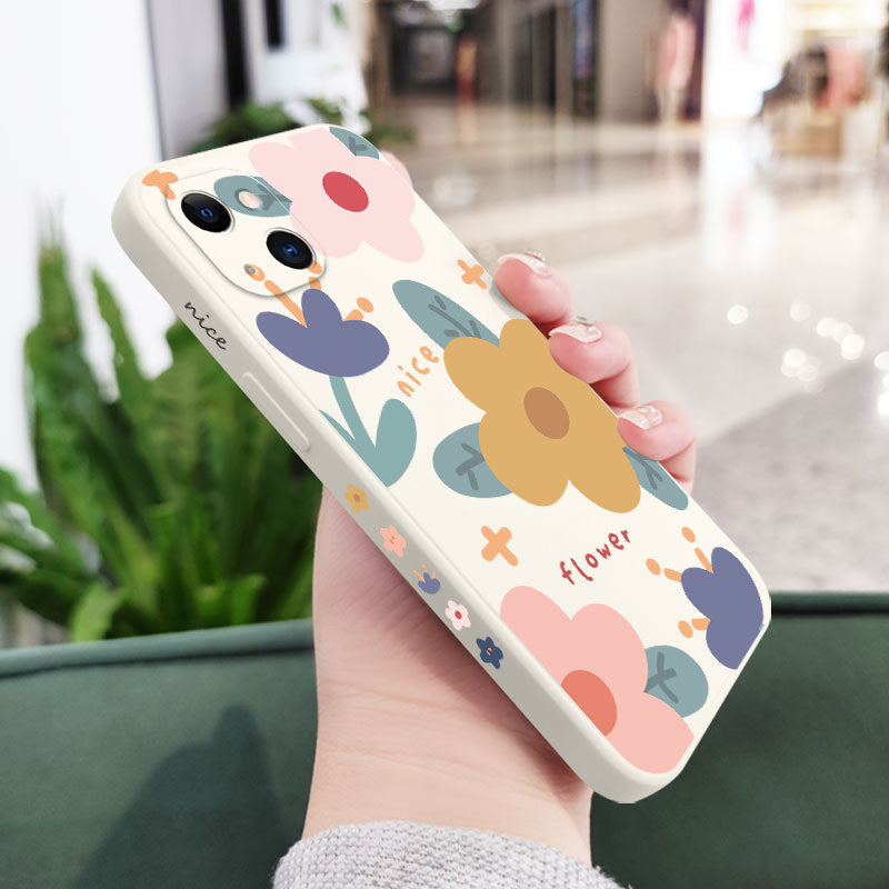 Funda de silicona con flores cálidas para iPhone