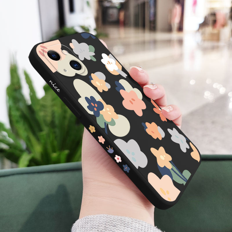 Funda de silicona con flores cálidas para iPhone