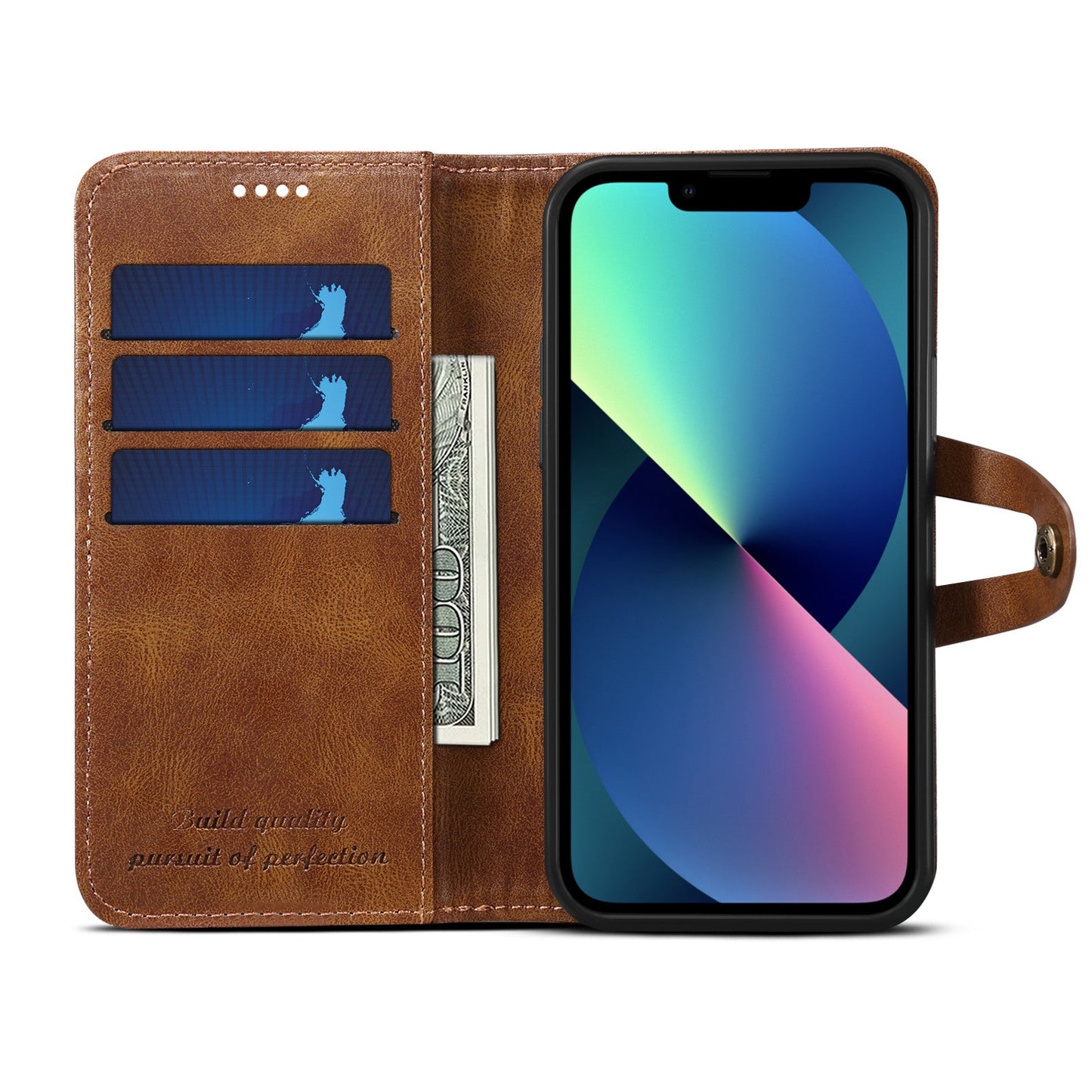 Kartenhalter Brieftasche Leder Flip Case für iPhone